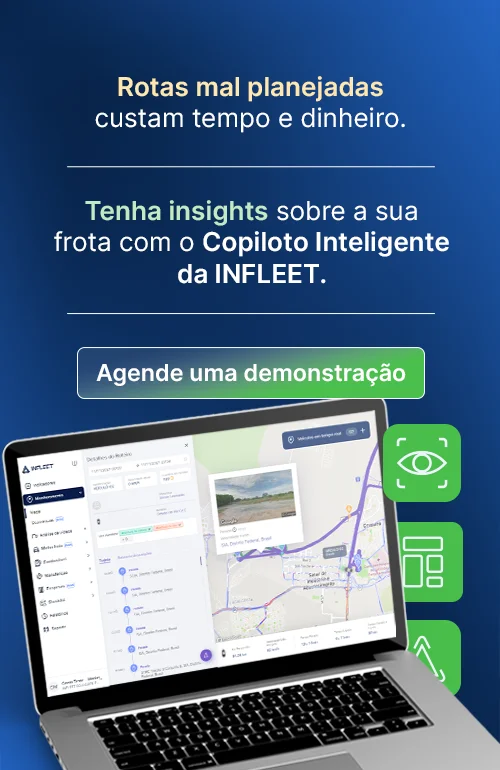 Rotas mal planejadas custam tempo e dinheiro. Tenha insights sobre a sua frota com o Copiloto Inteligente da INFLEET.
