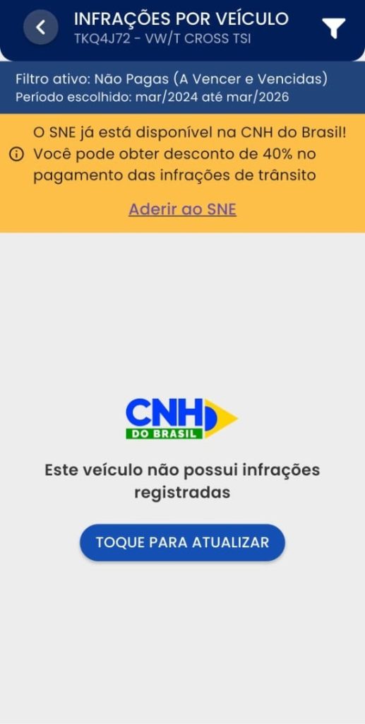 Tela 5: App de consulta CNH do Brasil