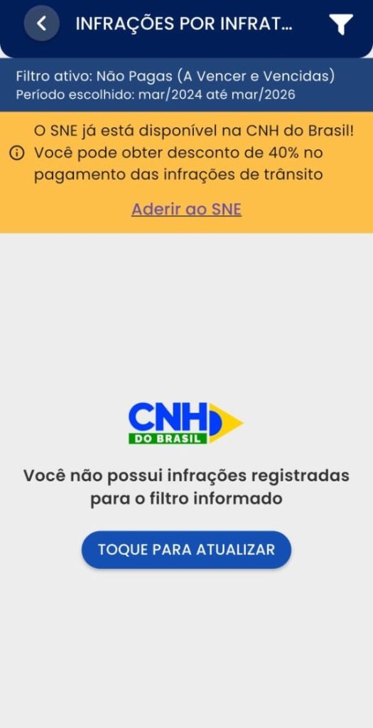 Tela 3: App de consulta CNH do Brasil